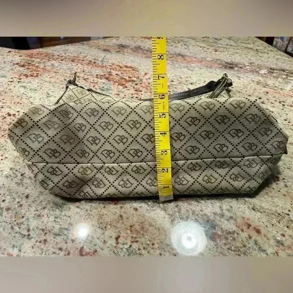 Dooney & Bourke Tan/Brown Jacquard DB Monogram Y2K Hobo Leather Shoulder Bag - Picture 12 of 16